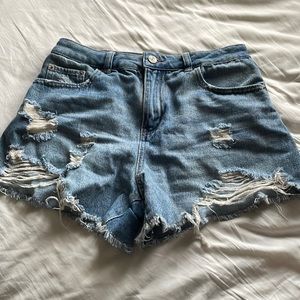 Ripped Denim Shorts